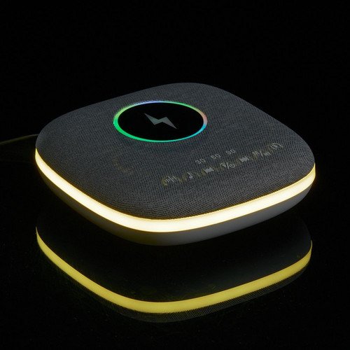 Bluetooth колонка с беспроводной зарядкой и подсветкой Terrafonic, серая