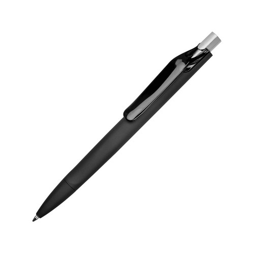 Ручка пластиковая шариковая Prodir ds6prr-Z75 "софт-тач", черный с серебристой кнопкой