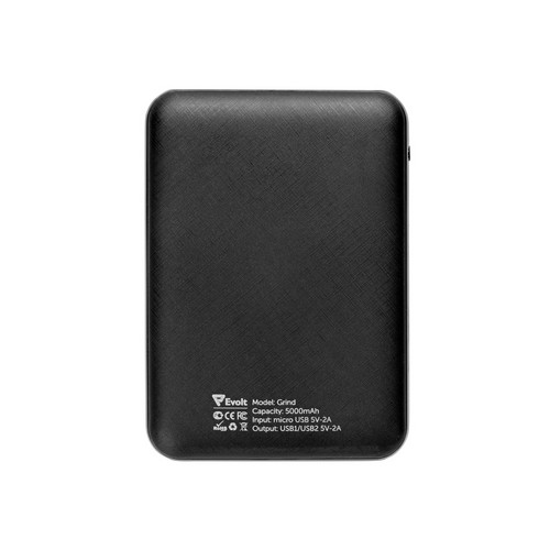 Портативное зарядное устройство"Grind", 5000 mAh, черный
