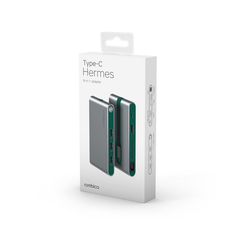 Хаб 8-в-1 Type-C «Hermes», USB 3.0 x 3, Type-C PD, HDMI, LAN, картридер