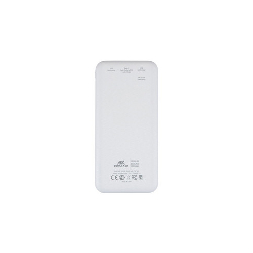 RIVACASE VA2540 (10 000mAh), QC/PD 20W внешний аккумулятор с дисплеем, белый 12/48