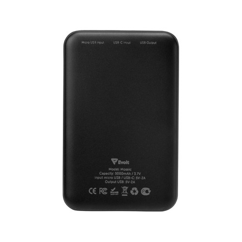 Внешний аккумулятор Evolt "Mosaic", 5000 mAh, черный