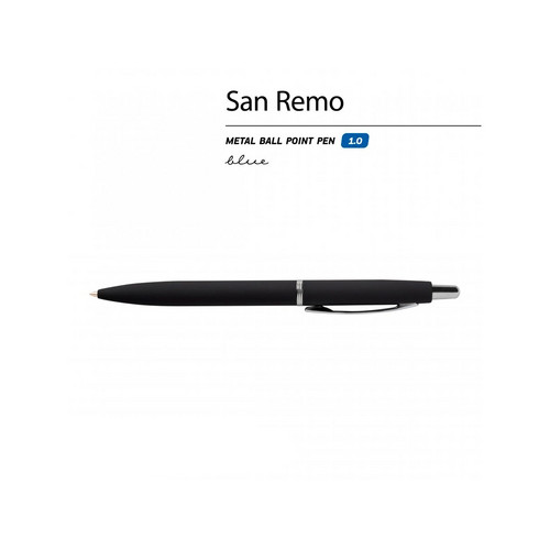 Ручка "SAN REMO" шариковая автоматическая, черный металлический корпус, 1.00 мм, синяя
