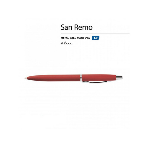 Ручка "SAN REMO" шариковая, автоматическая, красный металлический корпус 1.00 мм, синяя