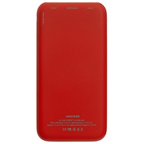 Внешний аккумулятор Uniscend All Day Compact 10000 мАч, красный