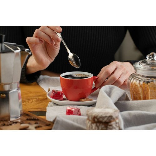 Чайная пара Cozy Morning, белая с красным