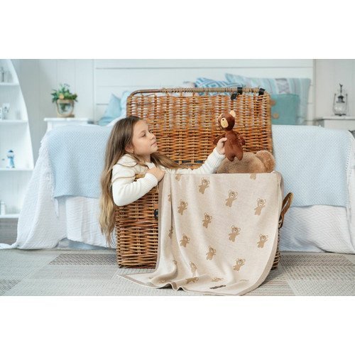 Плед детский с мишками Beastie Toys, небесно-голубой