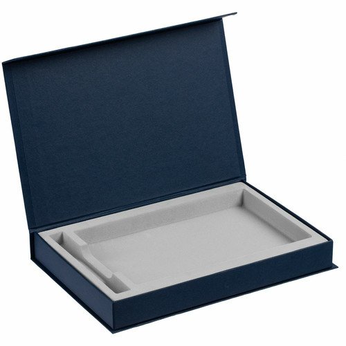 Коробка Silk с ложементом под ежедневник 13x21 см и ручку, синяя