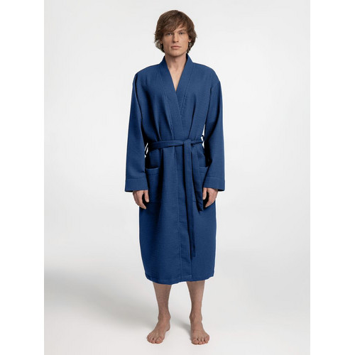 Халат вафельный Kimono, темно-синий
