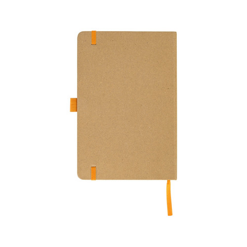 Блокнот A5 "Sevilia Color", твердая обложка из крафта, 80 листов, цветной срез и форзац, натуральный/оранжевый