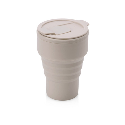 Силиконовый складной стакан "GoCup", бежевый